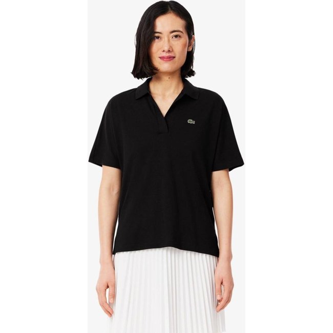 Camisa Polo Lacoste Fluid Piqué, ajuste folgado Preto