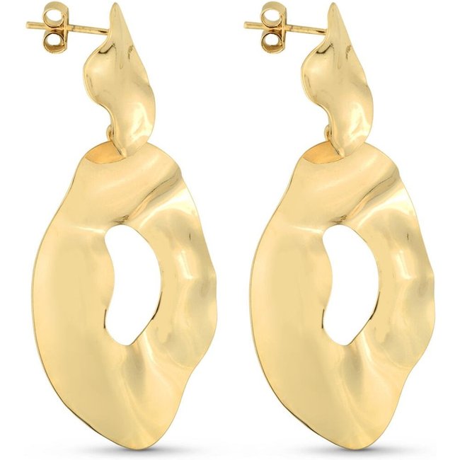 Brinco Semijoia Orgânico Assimétrico Com Vazado Banhado A Ouro 18K Br040-001 Dourado