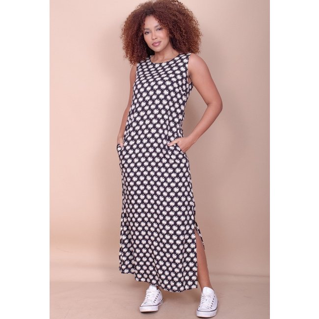 Vestido Longo Cabanafree Plano com Bolso Estampa Festa das Margaridas