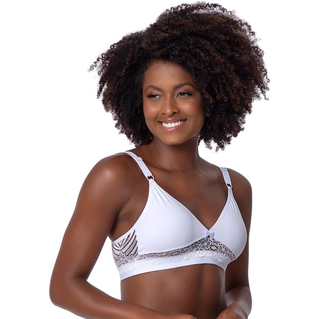 Sutiã Reforçado Gabi Lingerie Soutien Sem Bojo Microfibra Poliamida Rendado Branco