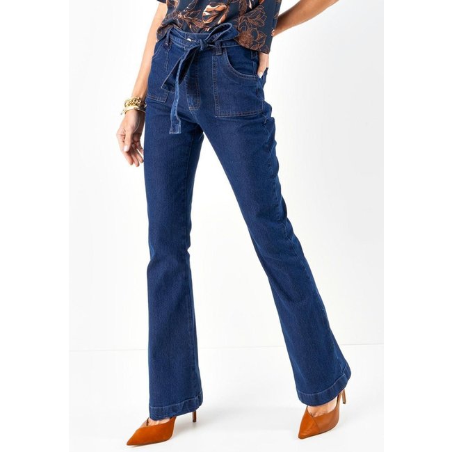 Calça Com Bolsos Funcionais E Faixa Azul Quintess