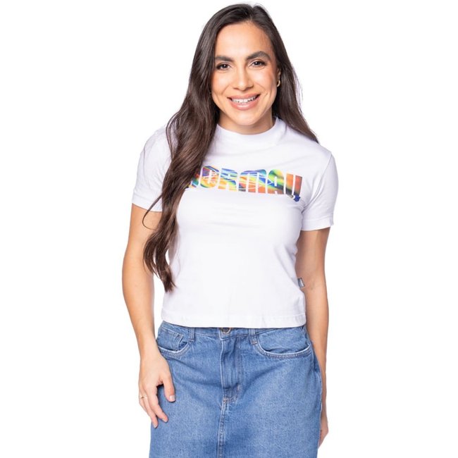 Blusa Feminina Baby Tee Mormaii Estampa Neon Branco