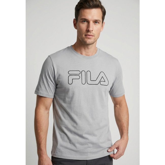 Camiseta Masculina Fila Letter Outline Cinza