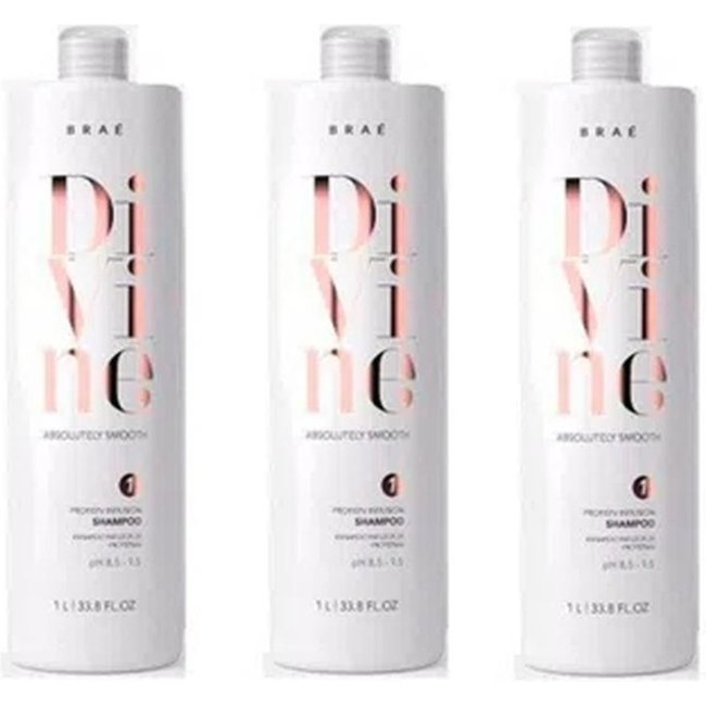 Kit Brae Divine Shampoo Anti-Frizz 1L - 3 UNIDADES