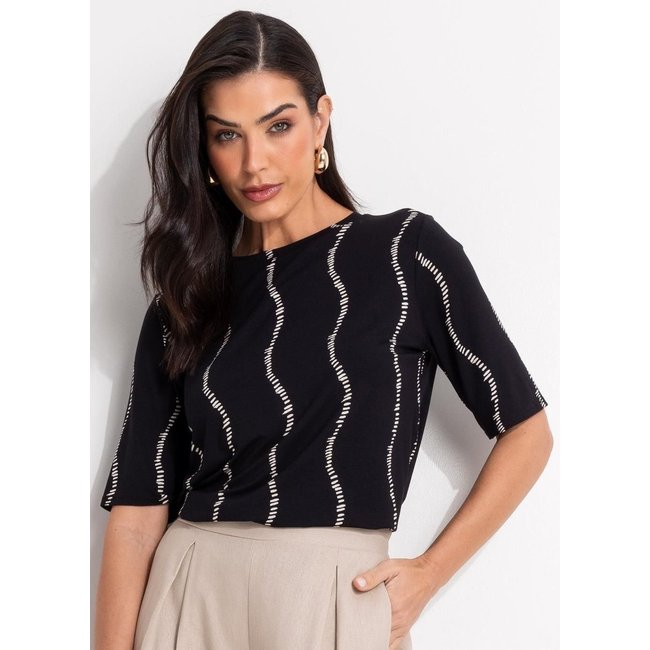 Blusa Em Malha De Viscose Listra Renovada Quintess