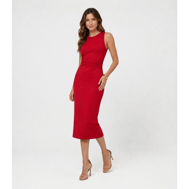 Vestido Midi em Molecotton de Viscose Rovitex Vermelho