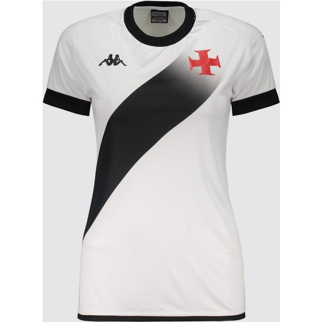 Camisa Kappa Vasco Supporter Graphik Feminina Branca e Preta