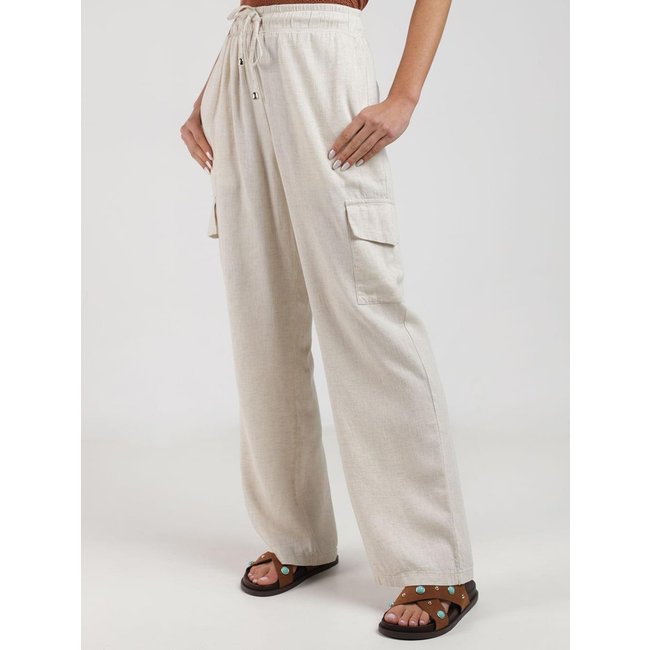 Calça Linho Wide Leg Cargo Autentique Feminina NATURAL