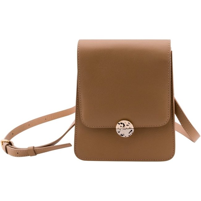 Bolsa Média Tiracolo em Couro com Detalhe Metal