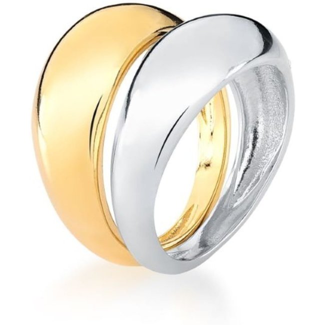 Infantil - Anel Duplo Liso Dois Banhos Ouro 18K e Ródio Semijoia Ania Store