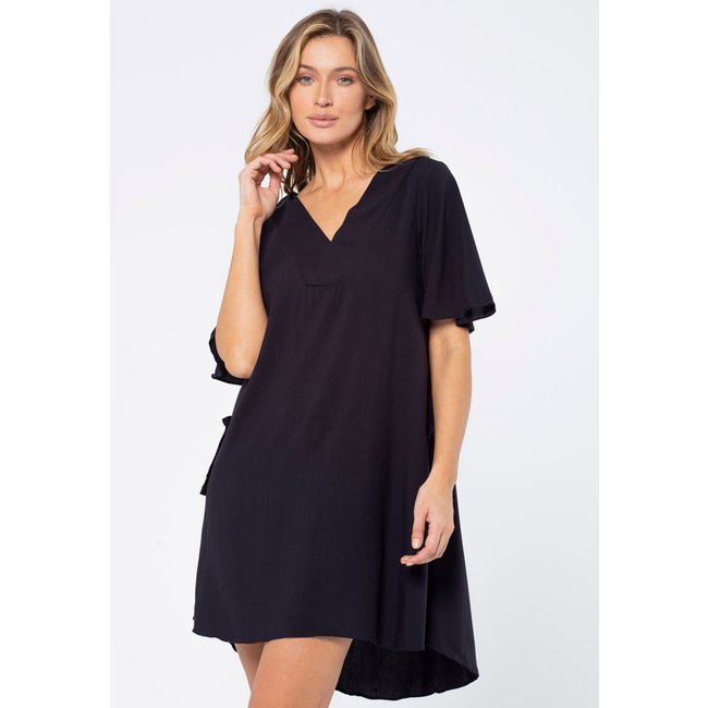 Vestido Curto Amazonia Vital Viscose Mullet Decote V Preto