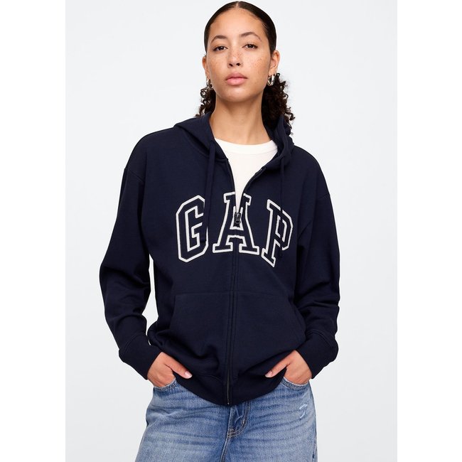 Blusa de Moletom Aberta GAP Reta Logo Azul-Marinho