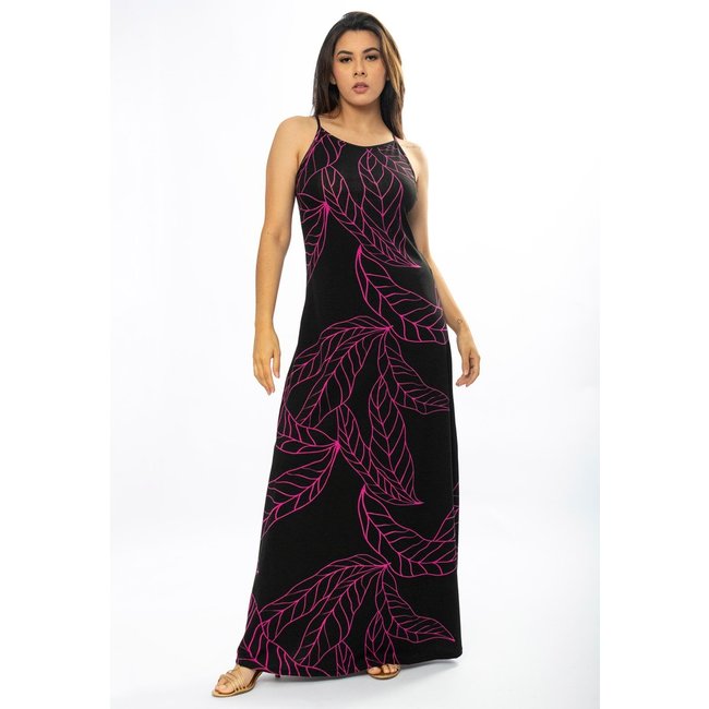 Vestido Longo Cabanafree Malha Trapézio Antúrios Lilás