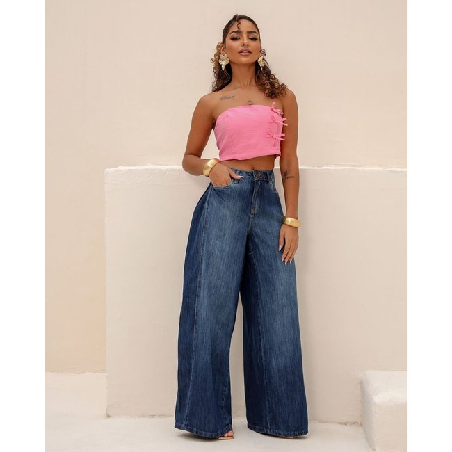 Calça Jeans Wide Leg Feminina Relaxed Big 24837 Sujinha Consciência