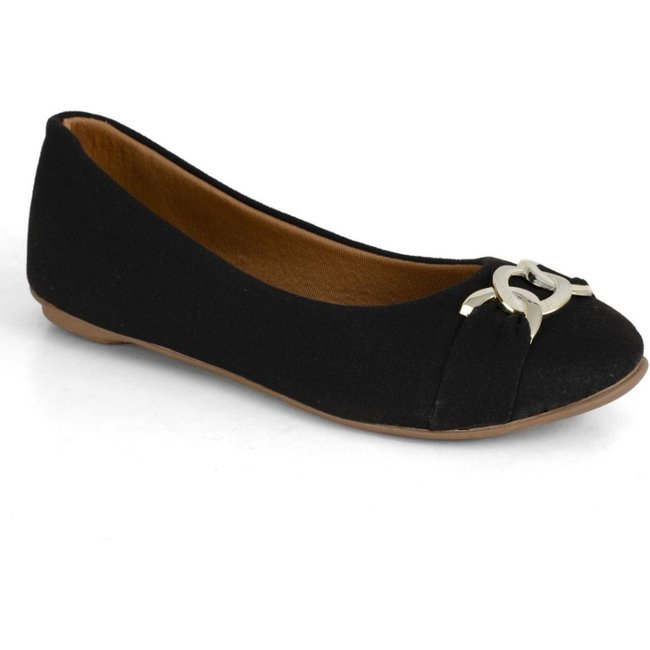 Sapatilha Bico Redondo Feminina Mr Try Shoes Casual Macia Confortável Preto