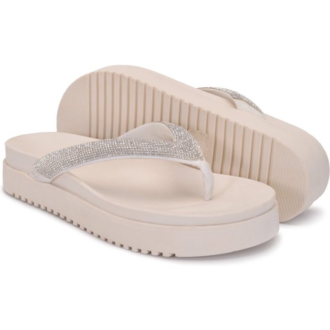 Sandália Papete Rasteirinha Brilho Confort Chinelo Branco