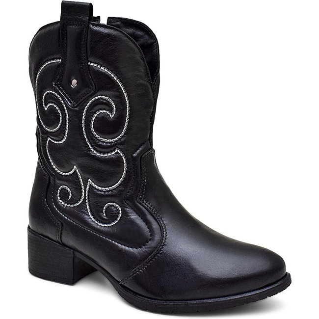 Bota Feminina Ipê Mulato Texana Cano Medio Country Confortavel Cor Preto