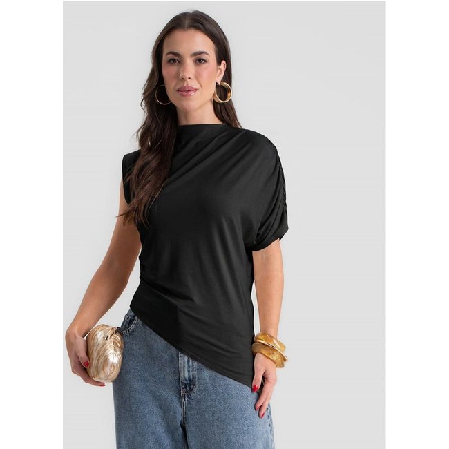 Blusa Feminina Manga Única E Gola Alta Dianna Preto