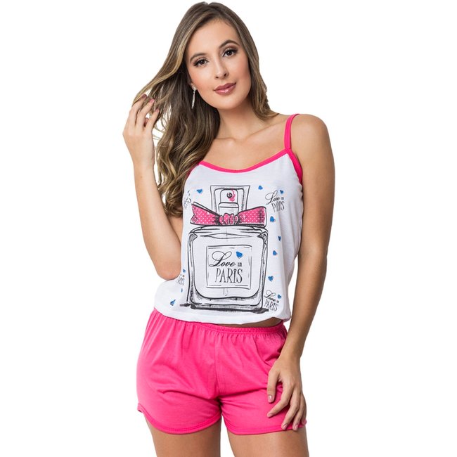 Baby Doll Tetê Variedades Feminino Pijama Estampado Malha Confortável Pink
