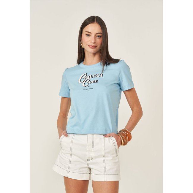 Camiseta Feminina Colcci Estampa Core Azul Claro