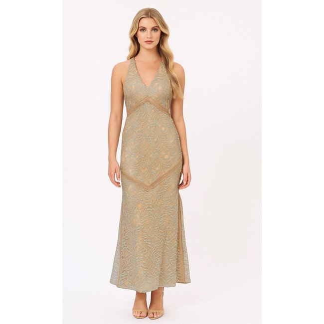 Vestido Longo Guess S/m Bordado Bege