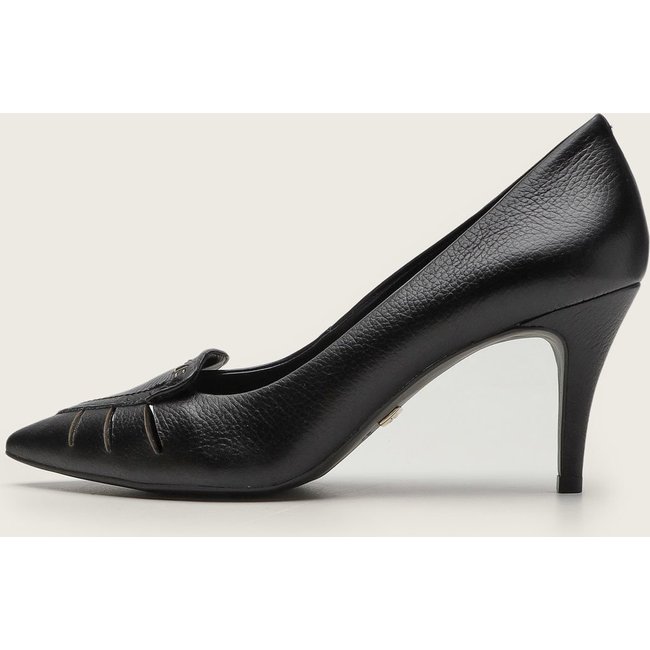 Scarpin Jorge Bischoff de Couro Recortes Preta