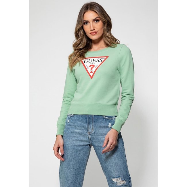 Blusa de Moletom Logo Triângulo Guess Verde Claro