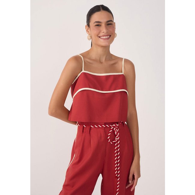 Regata Cropped Dress To Reta Viés Vermelha