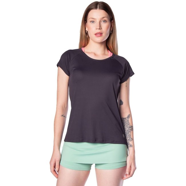 Blusa Feminina Estilo do Corpo de Poliamida Preto