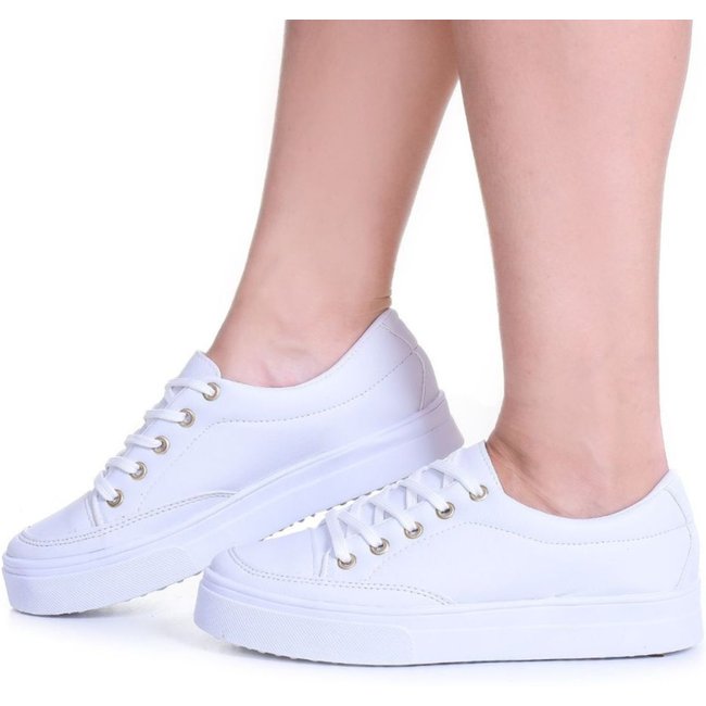 Tênis Feminino Casual Flatform Branco
