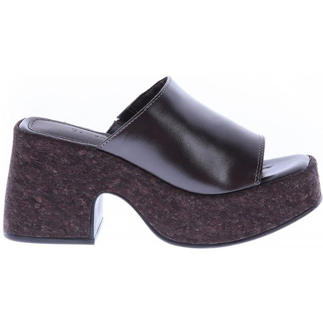 Alicia - Tamanco Plataforma Marrom Salto Bloco Solado Cortiça Marrom