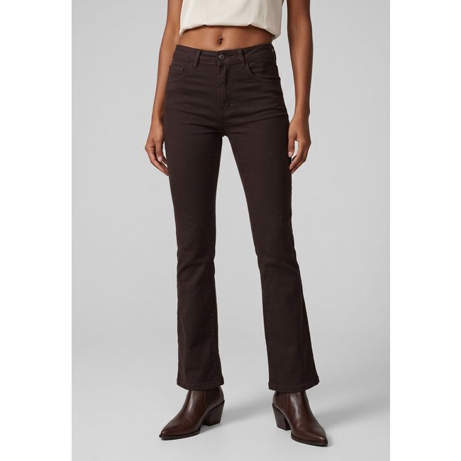 Calça Sawary Modelagem Flare Sarja Marrom