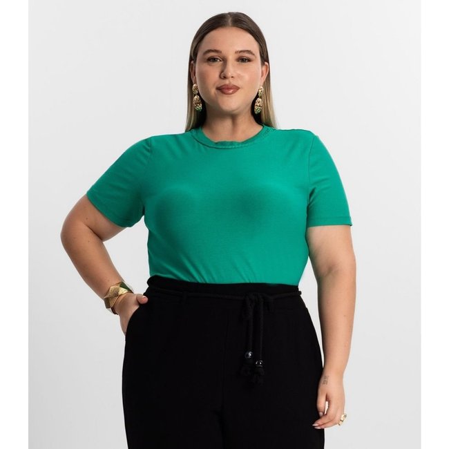 Blusa Plus Size Feminina Manga Curta Secret Glam Verde