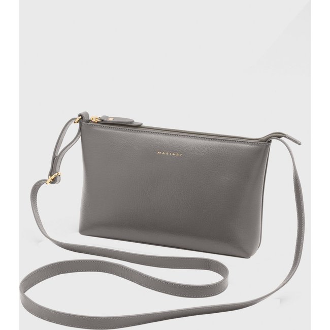 Bolsa Transversal Couro Mariart Salsa Cinza