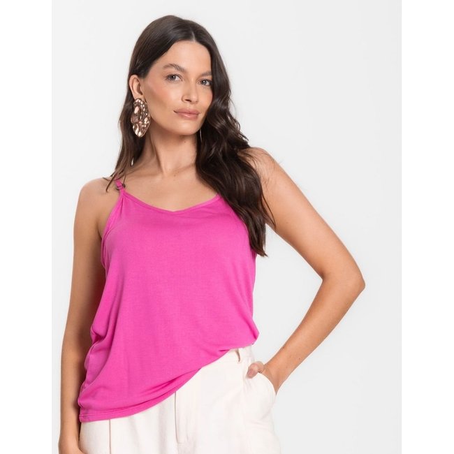 Blusa de Alça em Visco Tricot Infinita Cor Rosa