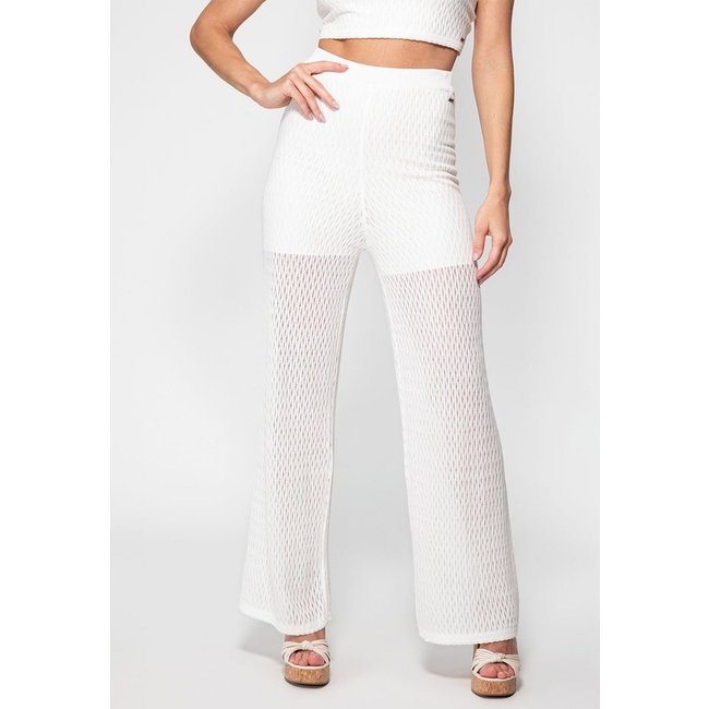 Calça Tricot Wide Leg Vazada Guess Branco