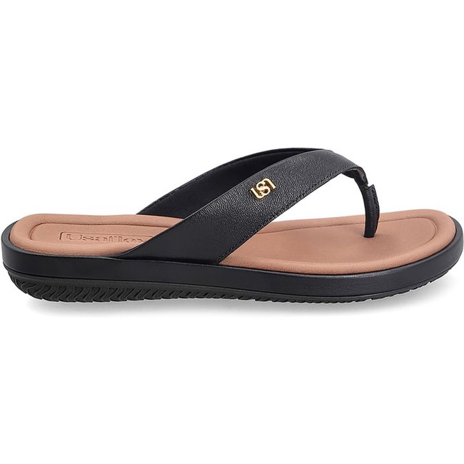 Chinelo Em Couro Preto