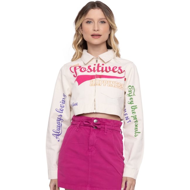 Jaqueta Feminina Cropped Melissa Off White