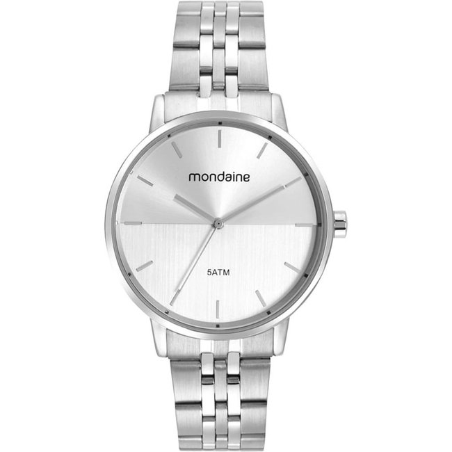 Relógio Feminino Mostrador Dupla textura Prata Mondaine
