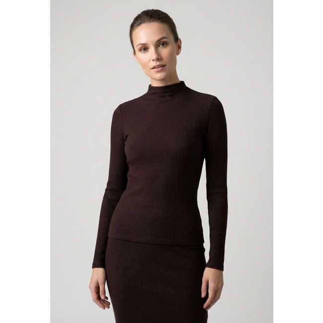 Blusa Feminino Lez a Lez Malha Canelado Sevilha Marrom