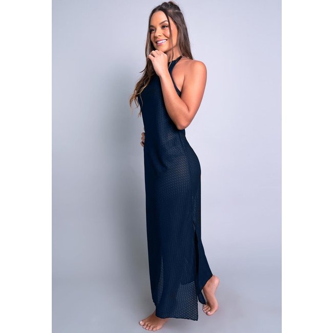 Saída De Praia Longa MVB Modas Vestido Renda Moda Praia Azul