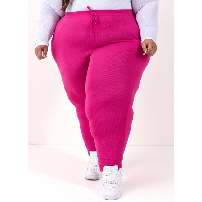 Calça Em Malha Anarruga Pink Marguerite