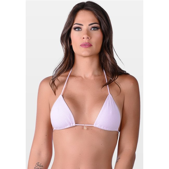 Top Summer Soul Cortininha Sem Bojo Com Passante Texturizado Rosa Claro
