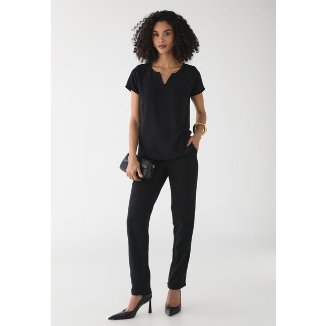 Blusa Crepe Feminina com Decote em V Preto