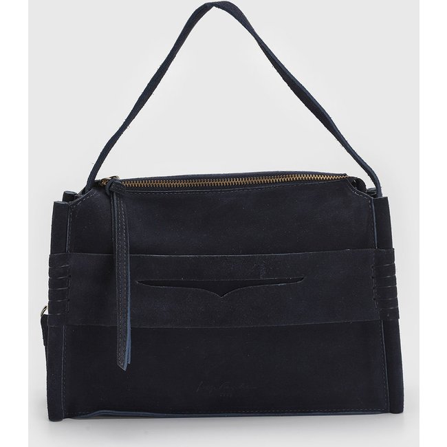 Bolsa Média Luiza Barcelos Camurça Azul Marinho