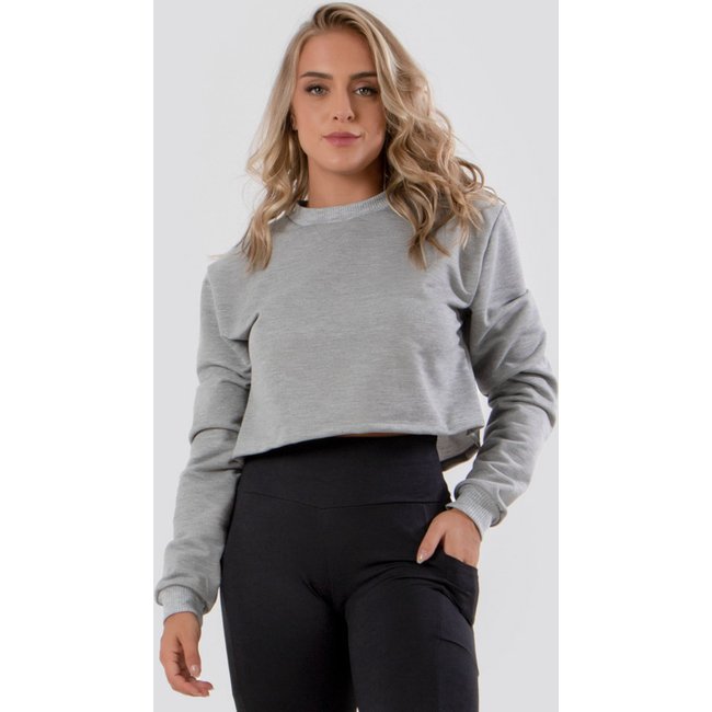 Blusa Manga Longa Diluxo Moletom Cinza