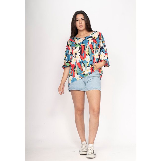 Blusa CabanaFree Morcego Ampla Tangará Estampa Floresce