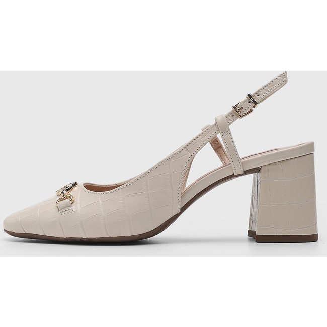 Scarpin Feminino Jorge Bischoff Slingback Croco Off-White