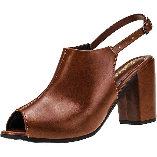 Sandália Saltinho Ankle Boots Salto Alto Grosso Bota Shekinah Moda Caramelo