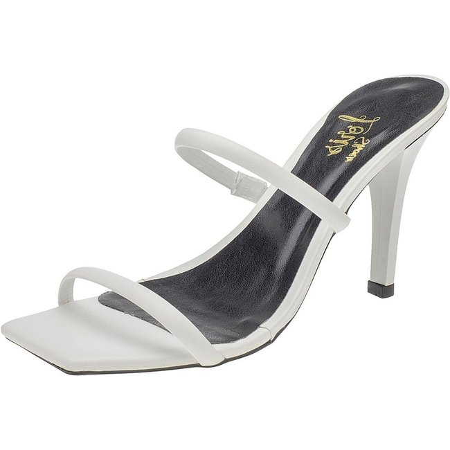 Tamanco Feminino Lóris Shoes Social 2 Tiras Salto Alto Fino 135 Branco
